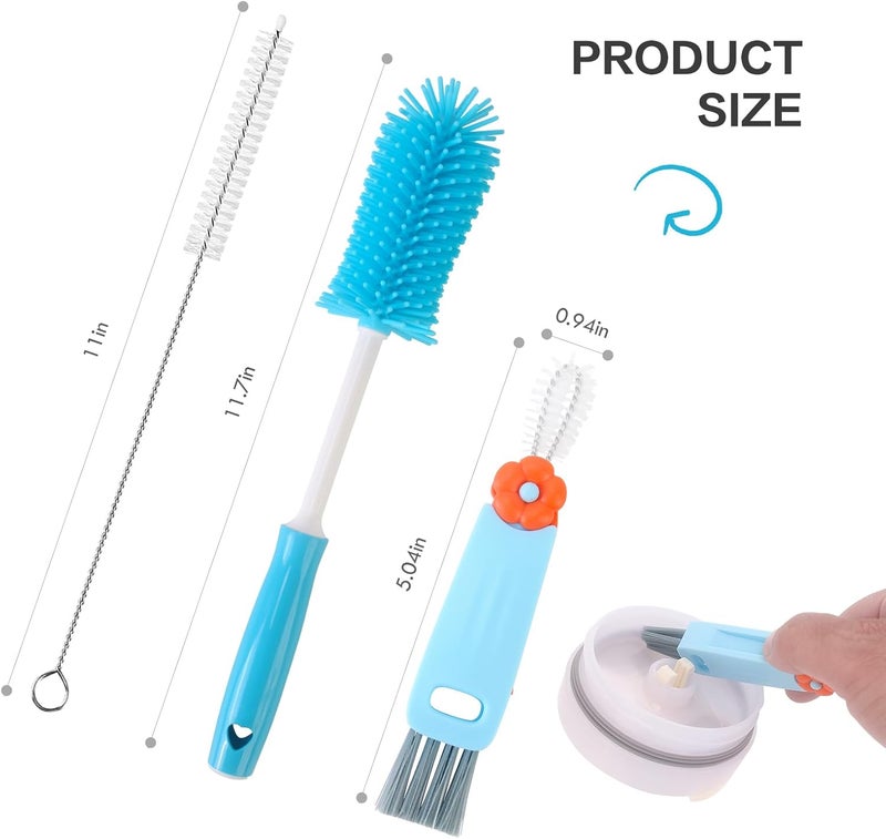 Engorgio 3 Pack Cleaner Brush Kit for Stanley, Bottle Cleaner Brush Set with Straw Brush Cleaner and Cup Lid Cleaning Brush for Stanley Cup, Tumbler Cups, Drinking Glass (Blue) - Image 2